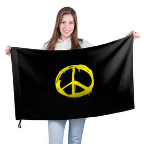 Флаг 3D с принтом Peace в Новосибирске, 100% полиэстер | плотность ткани — 95 г/м2, размер — 67 х 109 см. Принт наносится с одной стороны | Тематика изображения на принте: peace | vppdgryphon | арт | краска | мирный | миролюбивый | пацифик | прикольные | хиппи | цветные