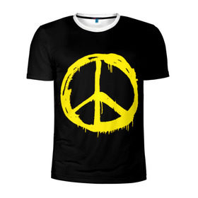 Мужская футболка 3D спортивная с принтом Peace в Новосибирске, 100% полиэстер с улучшенными характеристиками | приталенный силуэт, круглая горловина, широкие плечи, сужается к линии бедра | peace | vppdgryphon | арт | краска | мирный | миролюбивый | пацифик | прикольные | хиппи | цветные