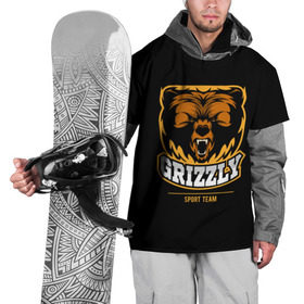 Накидка на куртку 3D с принтом GTIZZLY(sport team) в Новосибирске, 100% полиэстер |  | Тематика изображения на принте: bear | grizzly | гризли | медведь | ярость