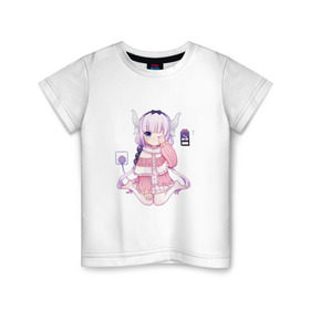 Детская футболка хлопок с принтом Канна Камуи в Новосибирске, 100% хлопок | круглый вырез горловины, полуприлегающий силуэт, длина до линии бедер | anime | kobayashi san chi no maid dragon | аниме | канна камуи