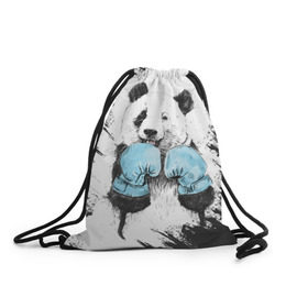 Рюкзак-мешок 3D с принтом Панда боксер в Новосибирске, 100% полиэстер | плотность ткани — 200 г/м2, размер — 35 х 45 см; лямки — толстые шнурки, застежка на шнуровке, без карманов и подкладки | бокс | боксер | панда | панда боксер | спорт