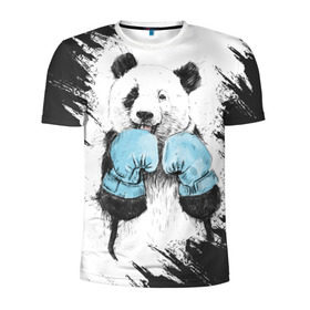 Мужская футболка 3D спортивная с принтом Панда боксер в Новосибирске, 100% полиэстер с улучшенными характеристиками | приталенный силуэт, круглая горловина, широкие плечи, сужается к линии бедра | бокс | боксер | панда | панда боксер | спорт