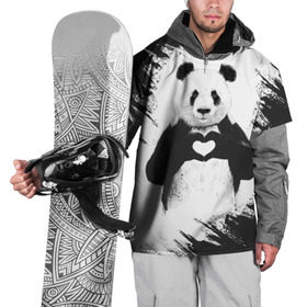 Накидка на куртку 3D с принтом Panda love в Новосибирске, 100% полиэстер |  | 14 февраля | love | panda | panda love | день святого валентина | любовь | панда