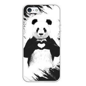 Чехол для iPhone 5/5S матовый с принтом Panda love в Новосибирске, Силикон | Область печати: задняя сторона чехла, без боковых панелей | 14 февраля | love | panda | panda love | день святого валентина | любовь | панда