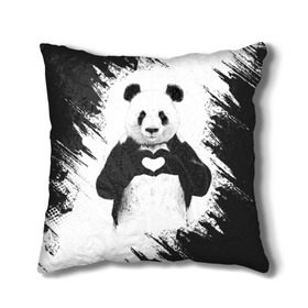 Подушка 3D с принтом Panda love в Новосибирске, наволочка – 100% полиэстер, наполнитель – холлофайбер (легкий наполнитель, не вызывает аллергию). | состоит из подушки и наволочки. Наволочка на молнии, легко снимается для стирки | Тематика изображения на принте: 14 февраля | love | panda | panda love | день святого валентина | любовь | панда