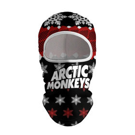 Балаклава 3D с принтом Праздничный Arctic Monkeys в Новосибирске, 100% полиэстер, ткань с особыми свойствами — Activecool | плотность 150–180 г/м2; хорошо тянется, но при этом сохраняет форму. Закрывает шею, вокруг отверстия для глаз кайма. Единый размер | Тематика изображения на принте: алекс тёрнер | арктик | арктические мартышки | гаражный | группа | джейми кук | знак | инди рок | красный | м | манкис | музыка | надпись | ник о мэлли | новогодний | новый год | обезьяна