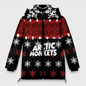 Женская зимняя куртка 3D с принтом Праздничный Arctic Monkeys в Новосибирске, верх — 100% полиэстер; подкладка — 100% полиэстер; утеплитель — 100% полиэстер | длина ниже бедра, силуэт Оверсайз. Есть воротник-стойка, отстегивающийся капюшон и ветрозащитная планка. 

Боковые карманы с листочкой на кнопках и внутренний карман на молнии | алекс тёрнер | арктик | арктические мартышки | гаражный | группа | джейми кук | знак | инди рок | красный | м | манкис | музыка | надпись | ник о мэлли | новогодний | новый год | обезьяна
