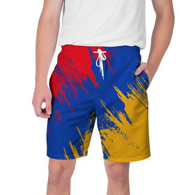 Мужские шорты 3D с принтом Флаг Армении в Новосибирске,  полиэстер 100% | прямой крой, два кармана без застежек по бокам. Мягкая трикотажная резинка на поясе, внутри которой широкие завязки. Длина чуть выше колен | Тематика изображения на принте: армения | флаг | флаг армении