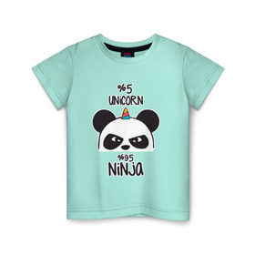 Детская футболка хлопок с принтом Unicorn ninja в Новосибирске, 100% хлопок | круглый вырез горловины, полуприлегающий силуэт, длина до линии бедер | panda dab | unicorn ninja