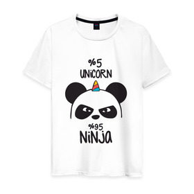 Мужская футболка хлопок с принтом Unicorn ninja в Новосибирске, 100% хлопок | прямой крой, круглый вырез горловины, длина до линии бедер, слегка спущенное плечо. | panda dab | unicorn ninja