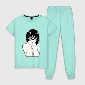 Женская пижама хлопок с принтом LOVE (Japanese) в Новосибирске, 100% хлопок | брюки и футболка прямого кроя, без карманов, на брюках мягкая резинка на поясе и по низу штанин | люблю