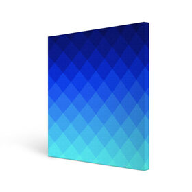 Холст квадратный с принтом Blue geometria в Новосибирске, 100% ПВХ |  | blue | geometria | абстракция | бирюза | бирюзовый | геометрия | куб | синий