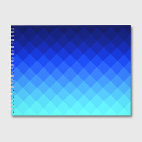 Альбом для рисования с принтом Blue geometria в Новосибирске, 100% бумага
 | матовая бумага, плотность 200 мг. | Тематика изображения на принте: blue | geometria | абстракция | бирюза | бирюзовый | геометрия | куб | синий