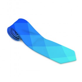Галстук 3D с принтом Blue geometria в Новосибирске, 100% полиэстер | Длина 148 см; Плотность 150-180 г/м2 | Тематика изображения на принте: blue | geometria | абстракция | бирюза | бирюзовый | геометрия | куб | синий