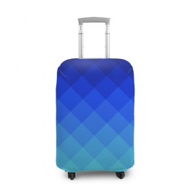 Чехол для чемодана 3D с принтом Blue geometria в Новосибирске, 86% полиэфир, 14% спандекс | двустороннее нанесение принта, прорези для ручек и колес | blue | geometria | абстракция | бирюза | бирюзовый | геометрия | куб | синий