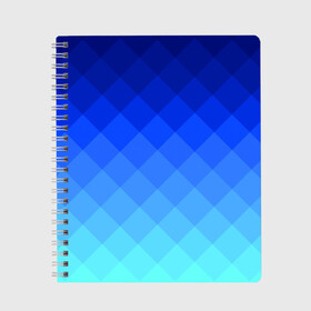 Тетрадь с принтом Blue geometria в Новосибирске, 100% бумага | 48 листов, плотность листов — 60 г/м2, плотность картонной обложки — 250 г/м2. Листы скреплены сбоку удобной пружинной спиралью. Уголки страниц и обложки скругленные. Цвет линий — светло-серый
 | Тематика изображения на принте: blue | geometria | абстракция | бирюза | бирюзовый | геометрия | куб | синий