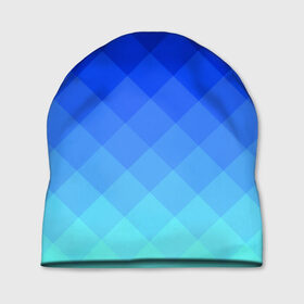Шапка 3D с принтом Blue geometria в Новосибирске, 100% полиэстер | универсальный размер, печать по всей поверхности изделия | blue | geometria | абстракция | бирюза | бирюзовый | геометрия | куб | синий