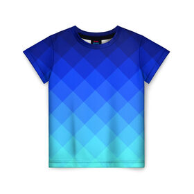Детская футболка 3D с принтом Blue geometria в Новосибирске, 100% гипоаллергенный полиэфир | прямой крой, круглый вырез горловины, длина до линии бедер, чуть спущенное плечо, ткань немного тянется | blue | geometria | абстракция | бирюза | бирюзовый | геометрия | куб | синий