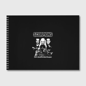 Альбом для рисования с принтом Группа Scorpions в Новосибирске, 100% бумага
 | матовая бумага, плотность 200 мг. | scorpions | группа | скорпионс | хард | хардрок