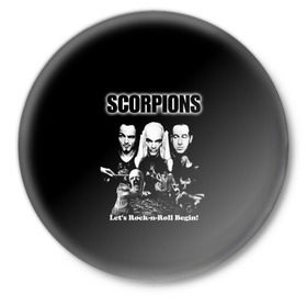 Значок с принтом Группа Scorpions в Новосибирске,  металл | круглая форма, металлическая застежка в виде булавки | scorpions | группа | скорпионс | хард | хардрок