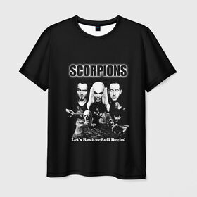 Мужская футболка 3D с принтом Группа Scorpions в Новосибирске, 100% полиэфир | прямой крой, круглый вырез горловины, длина до линии бедер | scorpions | группа | скорпионс | хард | хардрок