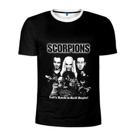Мужская футболка 3D спортивная с принтом Группа Scorpions в Новосибирске, 100% полиэстер с улучшенными характеристиками | приталенный силуэт, круглая горловина, широкие плечи, сужается к линии бедра | scorpions | группа | скорпионс | хард | хардрок