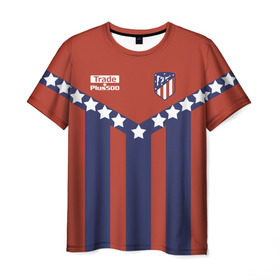 Мужская футболка 3D с принтом Atletico Madrid Original #11 в Новосибирске, 100% полиэфир | прямой крой, круглый вырез горловины, длина до линии бедер | атлетико мадрид | полосы | эмблема