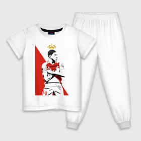 Детская пижама хлопок с принтом Kylian Mbappe в Новосибирске, 100% хлопок |  брюки и футболка прямого кроя, без карманов, на брюках мягкая резинка на поясе и по низу штанин
 | kylian mbappe | monaco | килиан мбаппе | монако | футболист