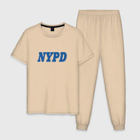 Мужская пижама хлопок с принтом NYPD в Новосибирске, 100% хлопок | брюки и футболка прямого кроя, без карманов, на брюках мягкая резинка на поясе и по низу штанин
 | new york police department | департамент | нью йорк