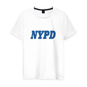 Мужская футболка хлопок с принтом NYPD в Новосибирске, 100% хлопок | прямой крой, круглый вырез горловины, длина до линии бедер, слегка спущенное плечо. | new york police department | департамент | нью йорк