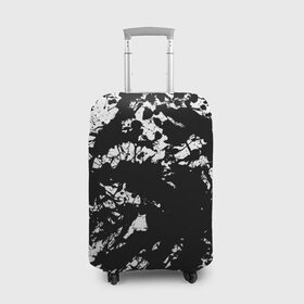 Чехол для чемодана 3D с принтом Черно белые краски в Новосибирске, 86% полиэфир, 14% спандекс | двустороннее нанесение принта, прорези для ручек и колес | abstraction | абстракция красок | брызги красок | краска | потертость красок | разводы красок | черно белый