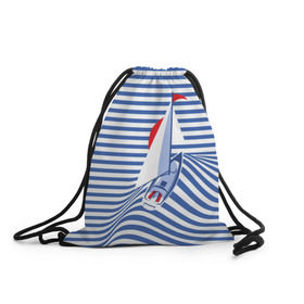 Рюкзак-мешок 3D с принтом Яхта в Новосибирске, 100% полиэстер | плотность ткани — 200 г/м2, размер — 35 х 45 см; лямки — толстые шнурки, застежка на шнуровке, без карманов и подкладки | flag | joke | prank | sail | sea | stripes | water | waves | yacht vest | вода | волны | море | парус | полосы | прикол | тельняшка | флаг | шутка | яхта