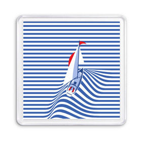 Магнит 55*55 с принтом Яхта в Новосибирске, Пластик | Размер: 65*65 мм; Размер печати: 55*55 мм | Тематика изображения на принте: flag | joke | prank | sail | sea | stripes | water | waves | yacht vest | вода | волны | море | парус | полосы | прикол | тельняшка | флаг | шутка | яхта