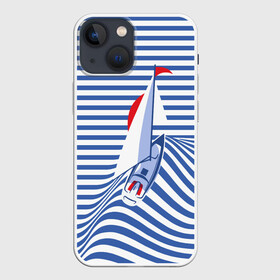 Чехол для iPhone 13 mini с принтом Яхта в Новосибирске,  |  | flag | joke | prank | sail | sea | stripes | water | waves | yacht vest | вода | волны | море | парус | полосы | прикол | тельняшка | флаг | шутка | яхта