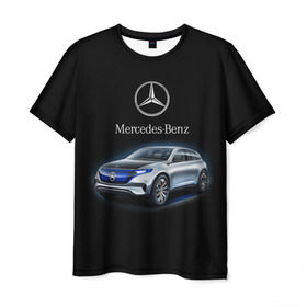 Мужская футболка 3D с принтом Mercedes-Benz в Новосибирске, 100% полиэфир | прямой крой, круглый вырез горловины, длина до линии бедер | kомпания производитель легковых автомобилей премиального класса | немецкое качество