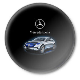 Значок с принтом Mercedes-Benz в Новосибирске,  металл | круглая форма, металлическая застежка в виде булавки | kомпания производитель легковых автомобилей премиального класса | немецкое качество