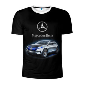 Мужская футболка 3D спортивная с принтом Mercedes-Benz в Новосибирске, 100% полиэстер с улучшенными характеристиками | приталенный силуэт, круглая горловина, широкие плечи, сужается к линии бедра | Тематика изображения на принте: kомпания производитель легковых автомобилей премиального класса | немецкое качество