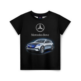 Детская футболка 3D с принтом Mercedes-Benz в Новосибирске, 100% гипоаллергенный полиэфир | прямой крой, круглый вырез горловины, длина до линии бедер, чуть спущенное плечо, ткань немного тянется | kомпания производитель легковых автомобилей премиального класса | немецкое качество