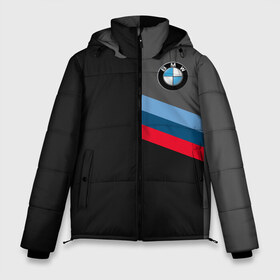 Мужская зимняя куртка 3D с принтом BMW Brand Tricolor в Новосибирске, верх — 100% полиэстер; подкладка — 100% полиэстер; утеплитель — 100% полиэстер | длина ниже бедра, свободный силуэт Оверсайз. Есть воротник-стойка, отстегивающийся капюшон и ветрозащитная планка. 

Боковые карманы с листочкой на кнопках и внутренний карман на молнии. | Тематика изображения на принте: bmw | автомобильные | бмв | машины