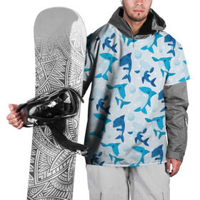 Накидка на куртку 3D с принтом Акулы в Новосибирске, 100% полиэстер |  | Тематика изображения на принте: shark | акула | вода | море | океан | пузыри | рыба | рыбалка