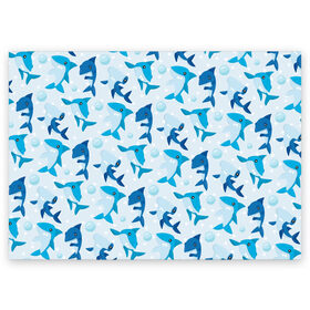 Поздравительная открытка с принтом Акулы в Новосибирске, 100% бумага | плотность бумаги 280 г/м2, матовая, на обратной стороне линовка и место для марки
 | shark | акула | вода | море | океан | пузыри | рыба | рыбалка
