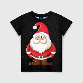 Детская футболка 3D с принтом Санта в Новосибирске, 100% гипоаллергенный полиэфир | прямой крой, круглый вырез горловины, длина до линии бедер, чуть спущенное плечо, ткань немного тянется | Тематика изображения на принте: christmas | new year | дед мороз | елка | зима | клаус | метель | мороз | новый год | праздник | рождество | санта | снег | снеговик | снегурочка