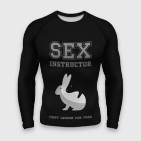 Мужской рашгард 3D с принтом Sex Instructor в Новосибирске,  |  | Тематика изображения на принте: first lesson free | instructor | rabbits | бесплатно | инструктор | кролики | первый | урок