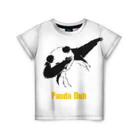 Детская футболка 3D с принтом Panda dub в Новосибирске, 100% гипоаллергенный полиэфир | прямой крой, круглый вырез горловины, длина до линии бедер, чуть спущенное плечо, ткань немного тянется | dab | dance | dub | movement | panda | движение | панда | танец