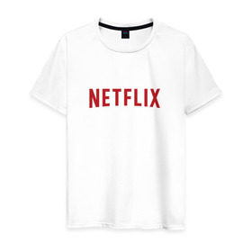 Мужская футболка хлопок с принтом Netflix в Новосибирске, 100% хлопок | прямой крой, круглый вырез горловины, длина до линии бедер, слегка спущенное плечо. | logo | netflix | netflix logo | нетфликс | нэтфликс | сериалы | телевидение | фанат сериалов