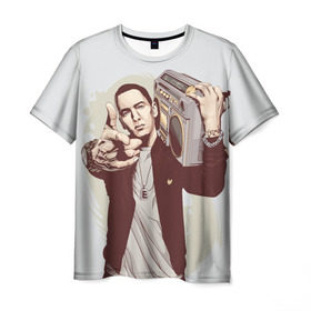 Мужская футболка 3D с принтом Eminem Art в Новосибирске, 100% полиэфир | прямой крой, круглый вырез горловины, длина до линии бедер | Тематика изображения на принте: art | eminem | hip hop | rap | rap god | арт | брюс | бумбокс | маршалл | мэтерс | рэп | хим хоп | эминем