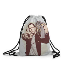 Рюкзак-мешок 3D с принтом Eminem Art в Новосибирске, 100% полиэстер | плотность ткани — 200 г/м2, размер — 35 х 45 см; лямки — толстые шнурки, застежка на шнуровке, без карманов и подкладки | art | eminem | hip hop | rap | rap god | арт | брюс | бумбокс | маршалл | мэтерс | рэп | хим хоп | эминем