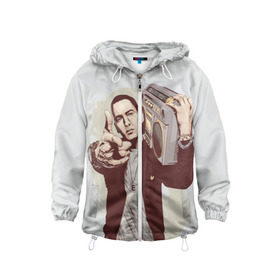 Детская ветровка 3D с принтом Eminem Art в Новосибирске, 100% полиэстер | подол и капюшон оформлены резинкой с фиксаторами, по бокам два кармана без застежек, один потайной карман на груди | Тематика изображения на принте: art | eminem | hip hop | rap | rap god | арт | брюс | бумбокс | маршалл | мэтерс | рэп | хим хоп | эминем