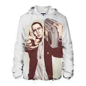 Мужская куртка 3D с принтом Eminem Art в Новосибирске, ткань верха — 100% полиэстер, подклад — флис | прямой крой, подол и капюшон оформлены резинкой с фиксаторами, два кармана без застежек по бокам, один большой потайной карман на груди. Карман на груди застегивается на липучку | Тематика изображения на принте: art | eminem | hip hop | rap | rap god | арт | брюс | бумбокс | маршалл | мэтерс | рэп | хим хоп | эминем