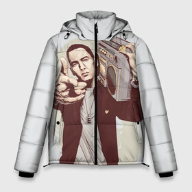 Мужская зимняя куртка 3D с принтом Eminem Art в Новосибирске, верх — 100% полиэстер; подкладка — 100% полиэстер; утеплитель — 100% полиэстер | длина ниже бедра, свободный силуэт Оверсайз. Есть воротник-стойка, отстегивающийся капюшон и ветрозащитная планка. 

Боковые карманы с листочкой на кнопках и внутренний карман на молнии. | Тематика изображения на принте: art | eminem | hip hop | rap | rap god | арт | брюс | бумбокс | маршалл | мэтерс | рэп | хим хоп | эминем